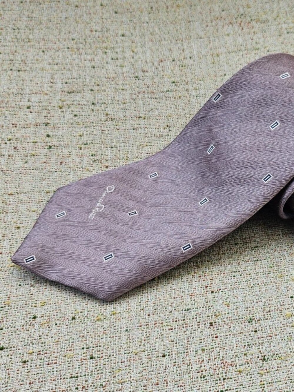 Vintage Oscar De La Renta Men Tie Necktie Brown Tie Classic Neck Tie